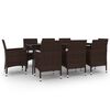 vidaXL Set comedor de jard&iacute;n 9 pzas y cojines rat&aacute;n sint&eacute;tico y vidrio