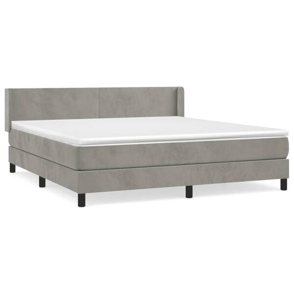 vidaXL Cama box spring con colch&oacute;n terciopelo gris claro 160x200 cm