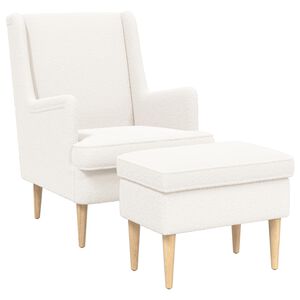 vidaXL Sill&oacute;n con Pouf 2 uds. Crema Boucl&eacute;