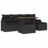 vidaXL Conjunto de sof&aacute; de jard&iacute;n 6 uds. Negro Polirat&aacute;n