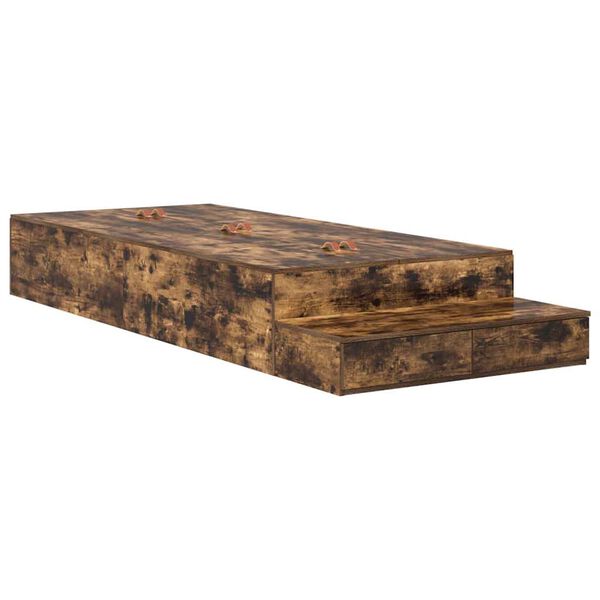 vidaXL Cama con almacenamiento con cajón Roble ahumado 90 cm