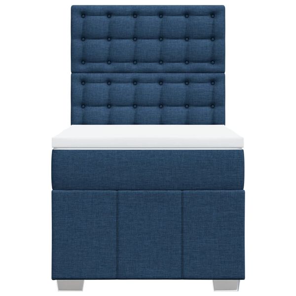 vidaXL Cama box spring con colch&oacute;n tela azul 100x200 cm