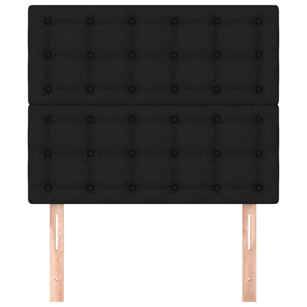 vidaXL Cabecero de cama de tela negro 80x5x118/128 cm