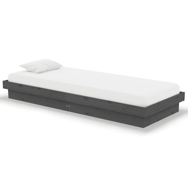 vidaXL Estructura de cama individual sin colchón madera maciza gris