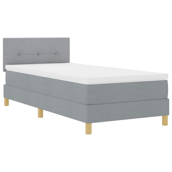vidaXL Cama tipo Box Spring con colch&oacute;n Gris Claro 90 x 190 cm tela