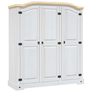 vidaXL Armario madera de pino Mexicano estilo Corona blanco 3 puertas