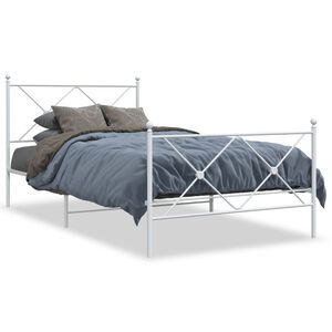 vidaXL Estructura cama sin colch&oacute;n con estribo metal blanco 100x190 cm