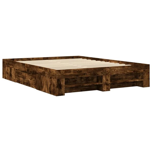 vidaXL Estructura de cama sin colchón madera roble ahumado 150x200 cm