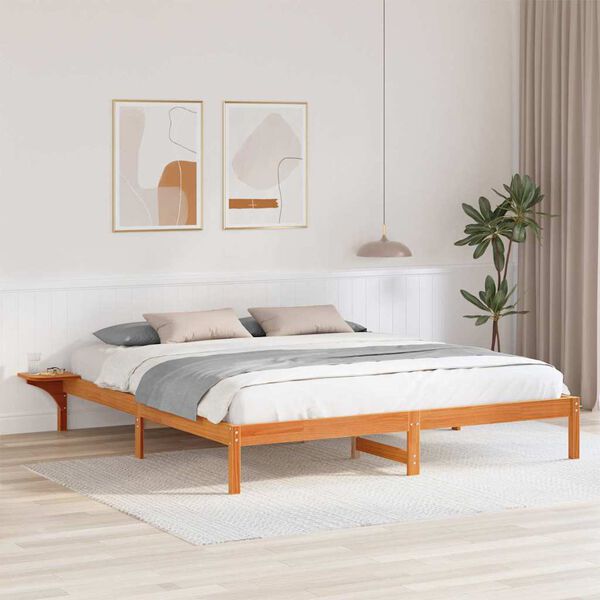 vidaXL Estructura de cama Marr&oacute;n cera 200 x 200 cm