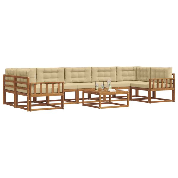 vidaXL Conjunto de sof&aacute;s de exterior con coj&iacute;n 8 pcs Natural y Beige