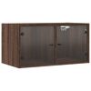 vidaXL Mueble pared puertas vidrio 2 uds roble marr&oacute;n 68,5x37x35 cm