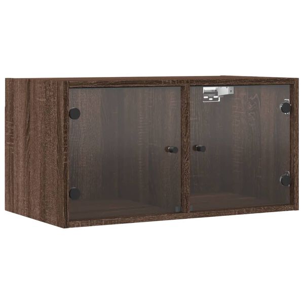 vidaXL Mueble pared puertas vidrio 2 uds roble marr&oacute;n 68,5x37x35 cm