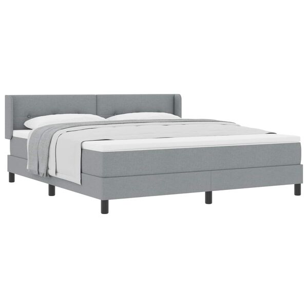 vidaXL Cama tipo Box Spring Gris Claro 200 x 180 cm Poli&eacute;ster