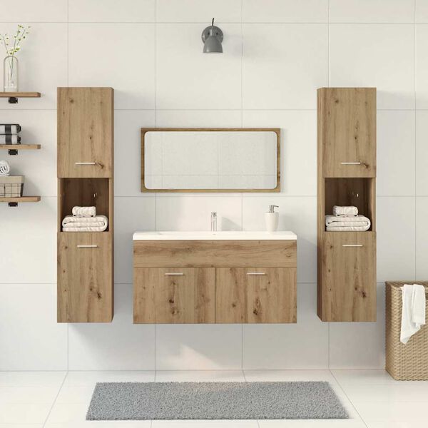 vidaXL Juego de muebles ba&ntilde;o 4 piezas madera ingenier&iacute;a roble artisan
