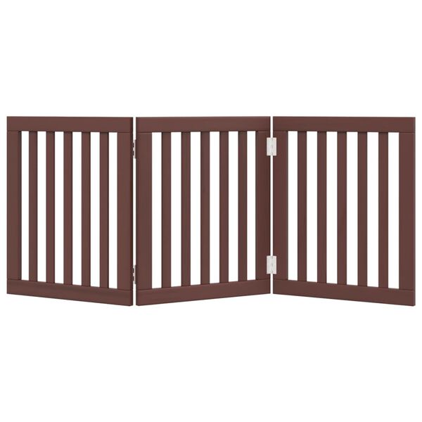 vidaXL Puerta para perros plegable 3 paneles madera álamo marrón 150cm