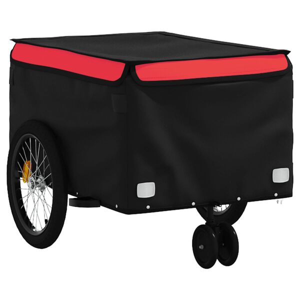 vidaXL Remolque para bicicleta hierro negro y rojo 30 kg