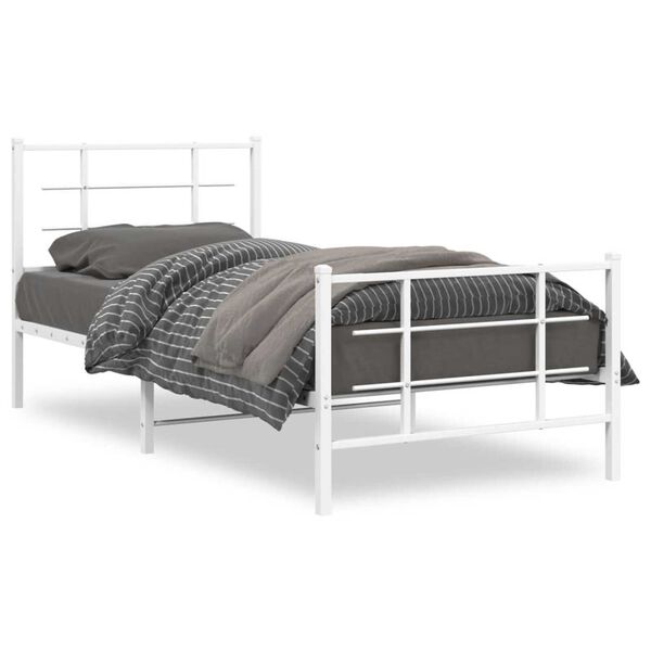 vidaXL Estructura cama sin colchón con estribo metal blanco 90x200 cm