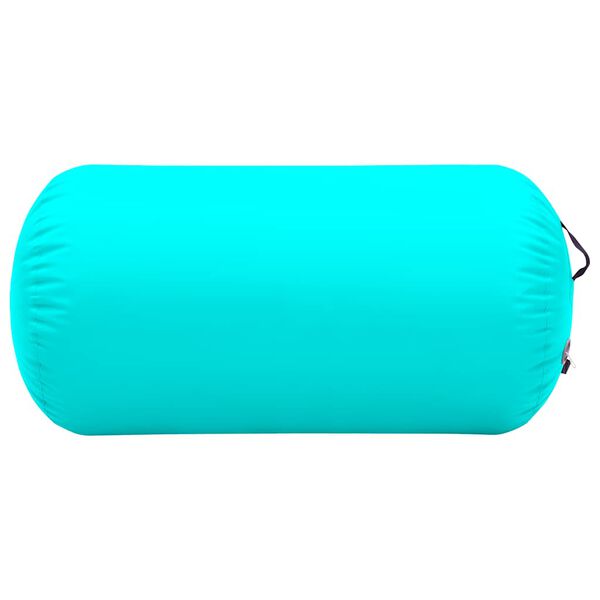vidaXL Rollo hinchable de gimnasia con bomba PVC verde 120x75 cm