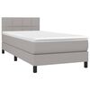 vidaXL Cama box spring colch&oacute;n y luces LED tela gris claro 90x200 cm