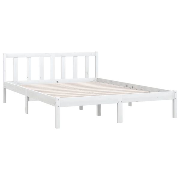vidaXL Estructura de cama sin colch&oacute;n madera maciza blanco 120x200 cm