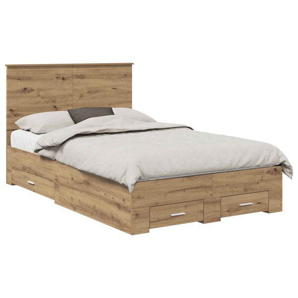 vidaXL Estructura de cama con cabecera Roble artesanal 120 x 190 cm
