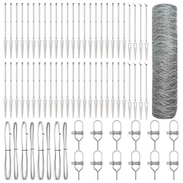 vidaXL Poste de Valla Plateado 100 x 0,4 m (malla de 36 mm) Acero