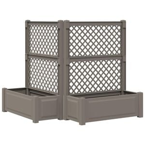 vidaXL Maceta Grande con Trellis 2 pcs Gris 143 x 143 x 133,5 cm PP