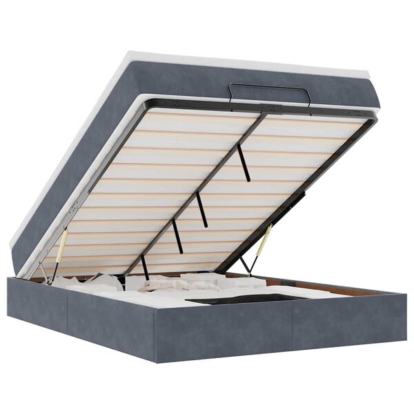 vidaXL Estructura cama otomana con colch&oacute;n gris oscuro 140x200cm