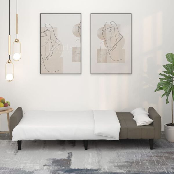 vidaXL Sof&aacute; cama de 2 plazas tela microfibra gris oscuro