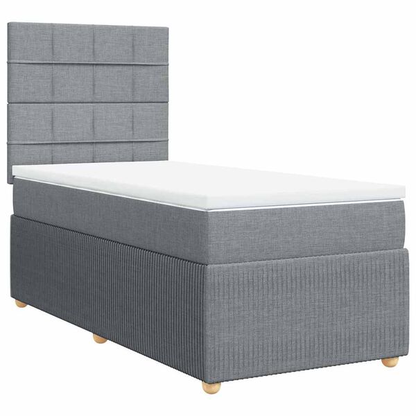 vidaXL Cama box spring con colch&oacute;n tela gris claro 80x200 cm