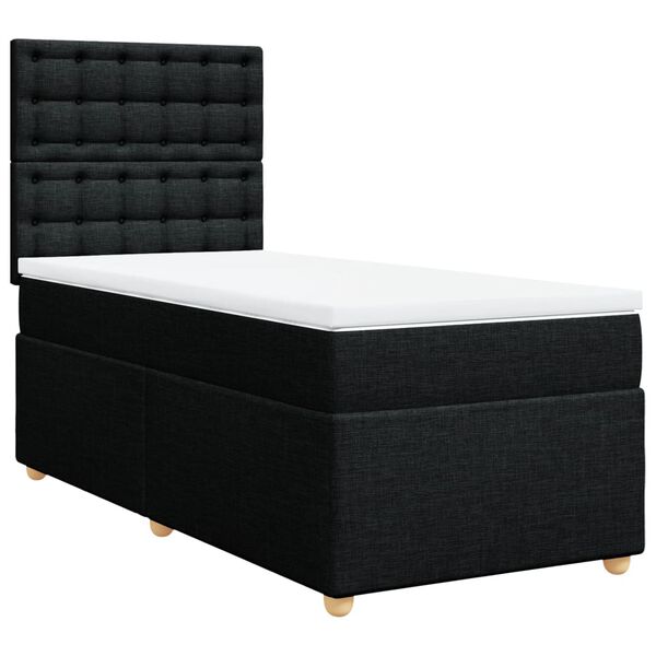 vidaXL Cama box spring con colch&oacute;n tela negro 90x200 cm