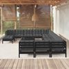 vidaXL Muebles de jard&iacute;n 13 pzas con cojines negro madera de pino