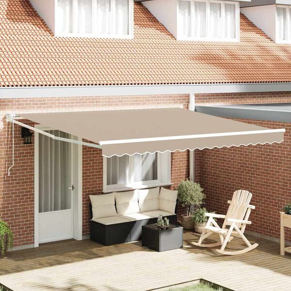 vidaXL Toldo Retr&aacute;ctil Beige 400 x 300 cm Poli&eacute;ster y Aluminio