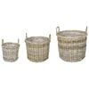 vidaXL Cesta para Plantas GENDT 3 uds. Gris natural Rat&aacute;n Kubu
