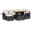 vidaXL Set de comedor de jard&iacute;n 7 pzas y cojines rat&aacute;n sint&eacute;tico negro
