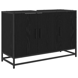 vidaXL Mueble de Cuarto de Ba&ntilde;o con puerta Roble Negro 90 x 33 x 60 cm
