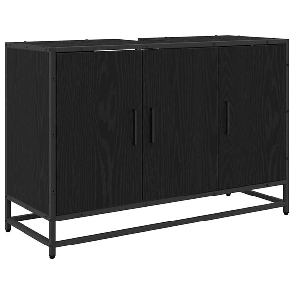 vidaXL Mueble de Cuarto de Ba&ntilde;o con puerta Roble Negro 90 x 33 x 60 cm