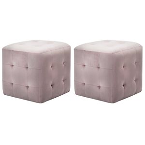 vidaXL Puf 2 unidades terciopelo rosa 30x30x30 cm