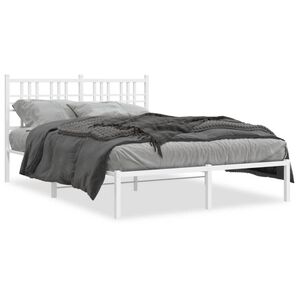 vidaXL Estructura cama sin colch&oacute;n con cabecero metal blanco 140x190cm