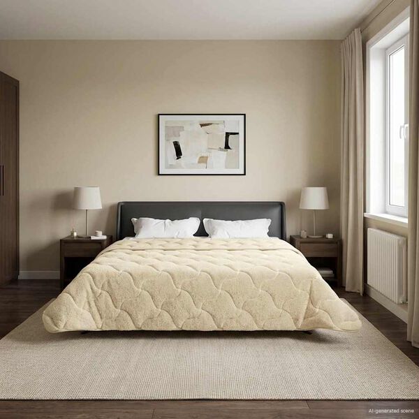 vidaXL Edred&oacute;n de Todo el A&ntilde;o Acolchado Crema 220 x 260 cm