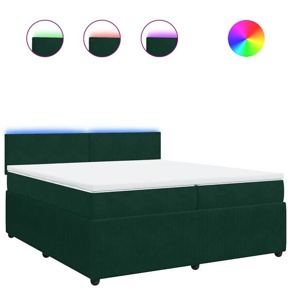 vidaXL Cama box spring con colch&oacute;n terciopelo verde oscuro 200x200 cm