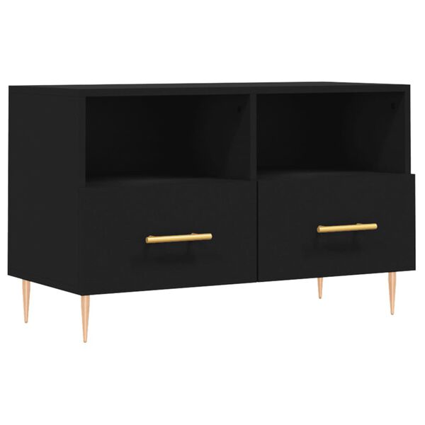 vidaXL Mueble para TV madera contrachapada negro 80x36x50 cm