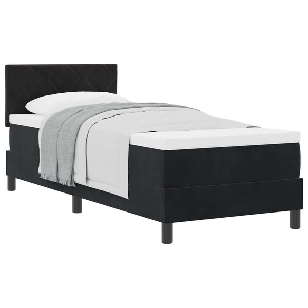 vidaXL Cama tipo Box Spring con colch&oacute;n Negro 80 x 200 cm Terciopelo