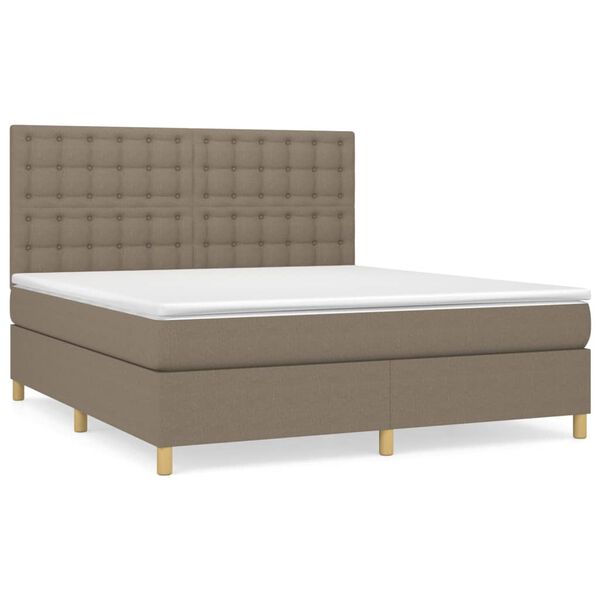 vidaXL Cama box spring con colch&oacute;n tela gris taupe 180x200 cm