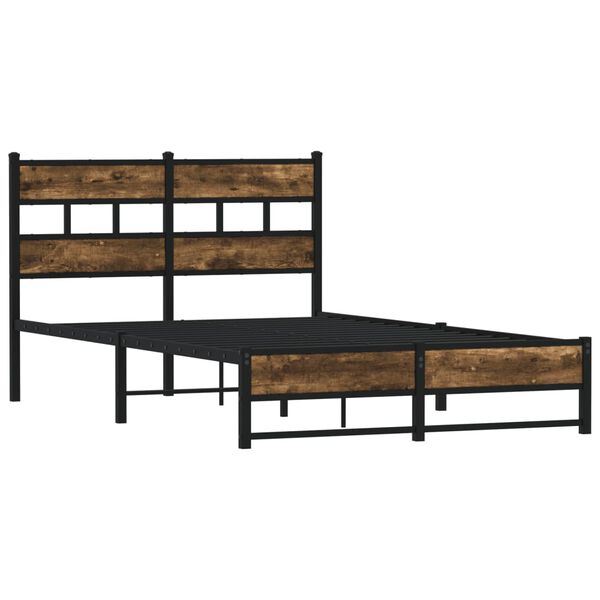 vidaXL Estructura de cama sin colchón metal roble ahumado 120x190 cm