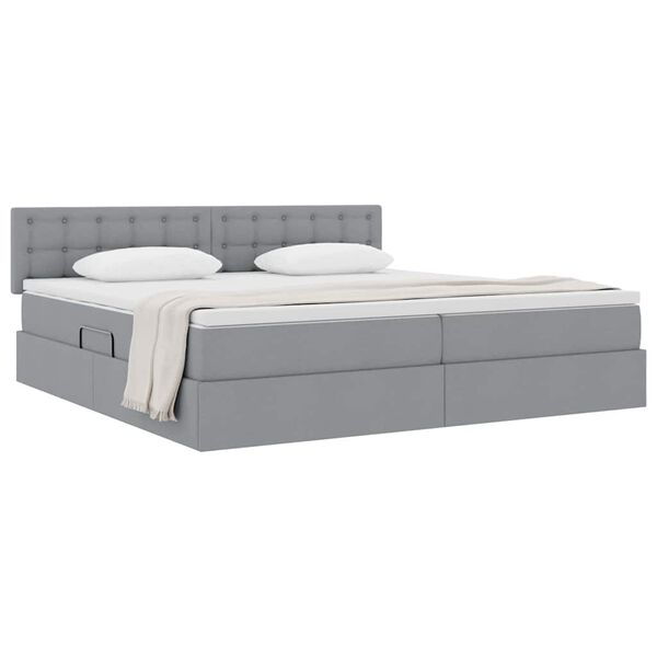 vidaXL Cama con almacenamiento y colchón Gris Claro 200 x 200 cm