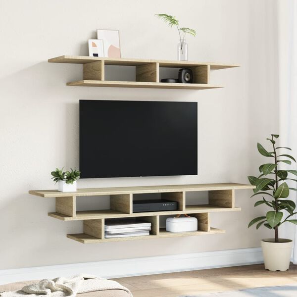 vidaXL Muebles de TV de pared madera de ingenier&iacute;a roble Sonoma