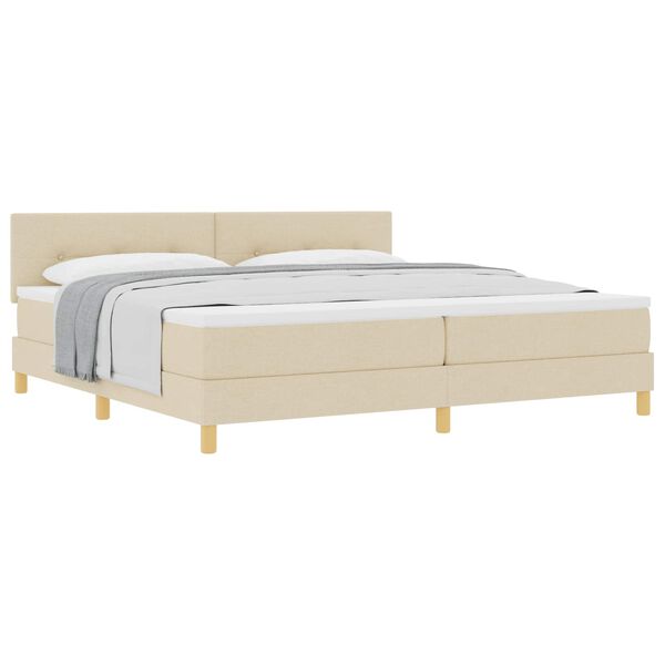 vidaXL Cama tipo Box Spring con coj&iacute;n Manual Crema 200 x 200 cm tela