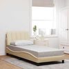 vidaXL Estructura de cama sin colch&oacute;n Hanko tela crema 90x200 cm