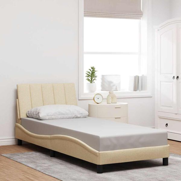vidaXL Estructura de cama sin colch&oacute;n Hanko tela crema 90x200 cm